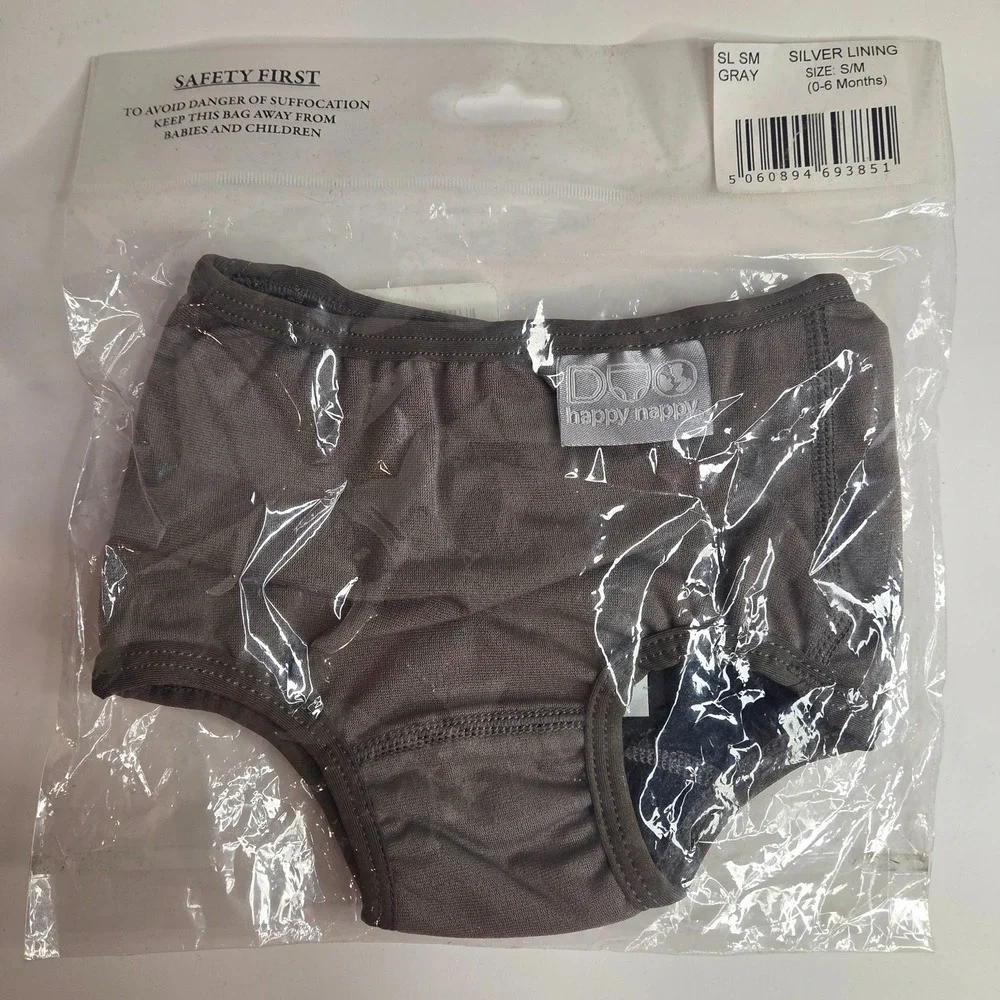 SPLASH ABOUT  Happy Nappy Baby Gray Silver Lining  Age size S/M 0-6 Months